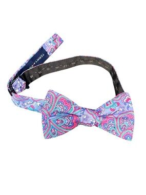 Tommy Hilfiger Pre Tied Bow Tie Purple Pink Paisley Adjustable